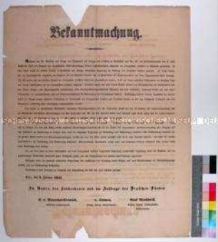 Bekanntmachung im Namen des Landesherrn und im Auftrag des Deutschen Bundes betreffend Einsetzung einer obersten Zivilbehörde in Holstein