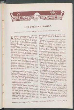 Los poetas cubanos. : (Artículo publicado en la Revista de Nueva York, en inglés, en 1897.)