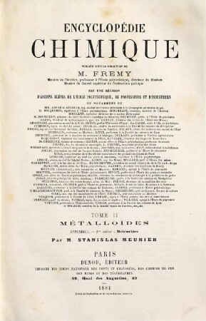 Encyclopédie chimique, Tome 2. Métalloïdes