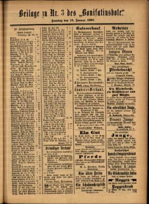 Zweite Ausgabe vom Sonntag, den 16. Januar 1898.