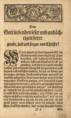 Dem Gott liebenden leser und andächtigen beter