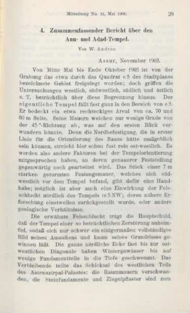 4. Zusammenfassender Bericht über den Anu- und Adad-Tempel