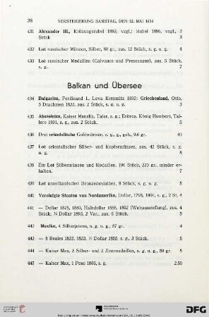 Balkan und Übersee (Nr. 434-448)