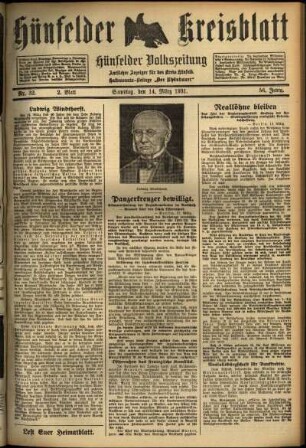 Zweite Ausgabe vom Samstag, den 14. März 1931.