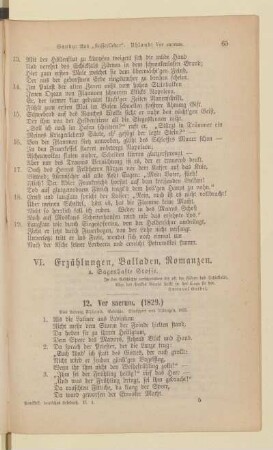VI. Erzählungen, Balladen, Romanzen.