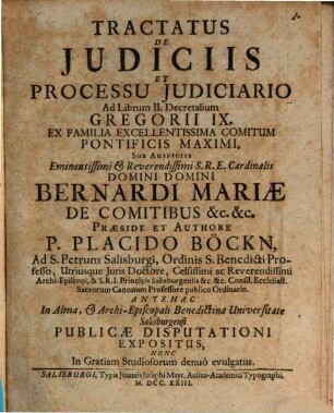 Tractatus de iudiciis et processu iudiciario : ad librum II. Decretalium Gregorii IX.