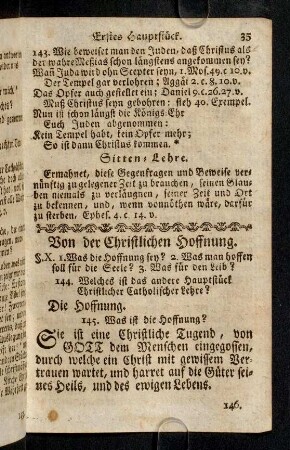 35-46, Das zweyte Hauptstück. Von der Christlichen Hoffnung.