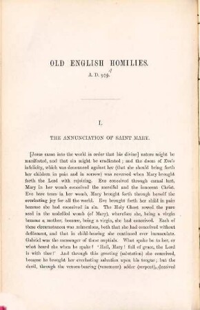 The Blickling homilies of the tenth century ; 1 : from the Marquis of Lothian's unique ms. A. D. 971