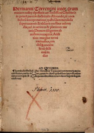 Commentaria in primam doctrinalis Alexandri