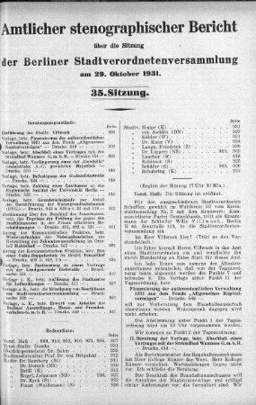 Sitzung 35, 29. Oktober 1931