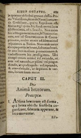 Caput III. De Anima brutorum.