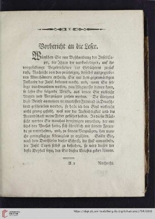 Vorbericht an die Leser
