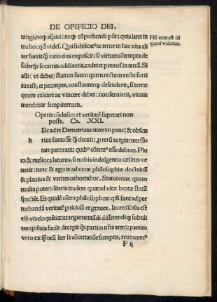 Operis conclusio ... Ca. XXI.