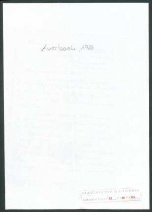 Auerbach, Erna, Frankfurt a. M., Schriftwechsel mit Wichert
