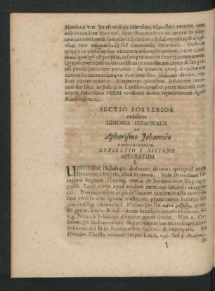 Subsectio I. Sistens Apparatum.