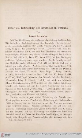 Ueber die Entstehung des Konsulats in Toskana