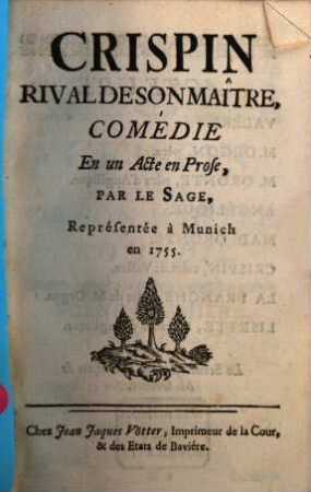 Crispin, rival de son maître : comédie en un acte en prose