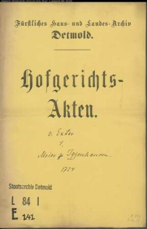 von Exter, Simon Dietrich gegen Meier zu Iggenhausen - Schuldforderung