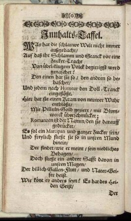 Innhalts-Taffel.