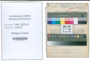 Entnazifizierung Ewald Wiegard , geb. 17.03.1892 (Schweisser)