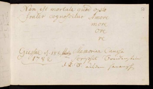 Breidenstein, Johann Ernst [Jurastudent aus Hanau]. Gießen, 18.03.1782.
