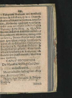 Caput Secundum. De Materia Syllogismi Demonstrativi.