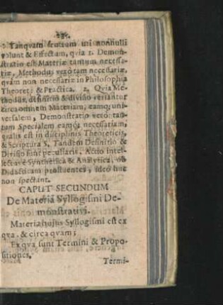 Caput Secundum. De Materia Syllogismi Demonstrativi.