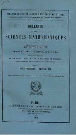 Tome Troisième - Février 1872.