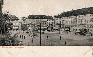 Postkartenalbum mit Motiven von Karlsruhe. "Karlsruhe. Marktplatz"