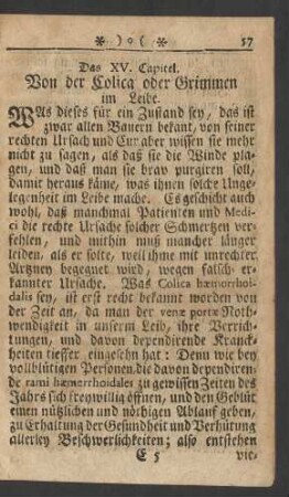 Das XV. Capitel. Von der Colica oder Grimmen im Leibe