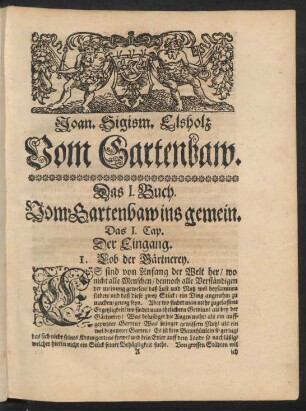 Das I. Buch. Vom Gartenbaw ins gemein.