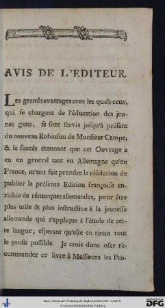 Avis De L'Editeur.