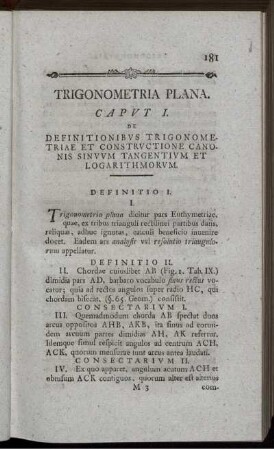 Trigonometria plana. Caput I.