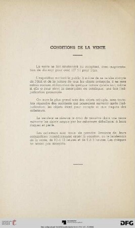 Conditions de la vente
