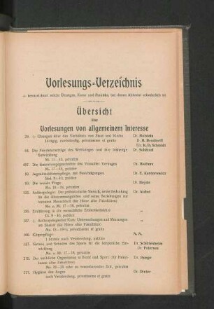 Vorlesungs-Verzeichnis