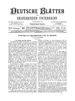 Streifzüge zur Jugendgeschichte Joh. Fr. Herbarts : (Fortsetzung)