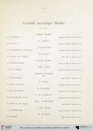 Gemälde neuzeitiger Meister (Nr. 73-98)