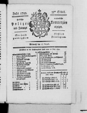 35tes Stück, Ausgabe vom 28. August 1799