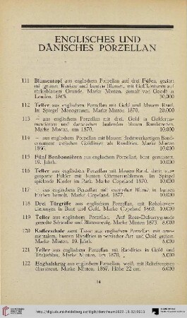 Englisches und dänisches Porzellan (Nr. 111-133)