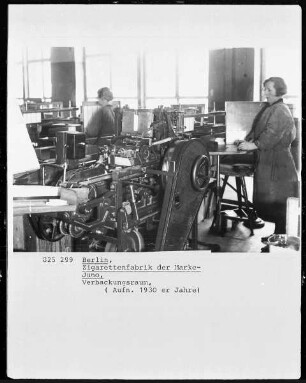 Zigarettenfabrik der Marke Juno, Verpackungsraum