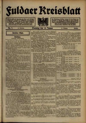 Zweite Ausgabe vom Samstag, den 10. Januar 1914.
