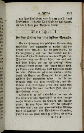 Vorschrift für den Lehrer der hebräischen Sprache.