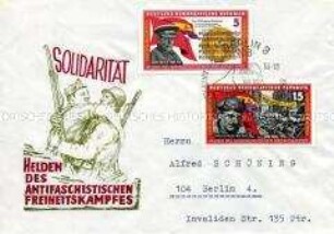 Adressierter Ersttagsbrief mit 2 Marken und Sonderstempel zum Spanischen Bürgerkrieg