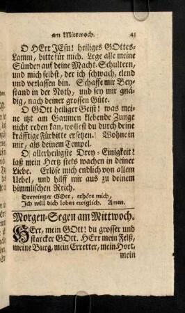 45-55, Morgen-Segen am Mittwoch; ...