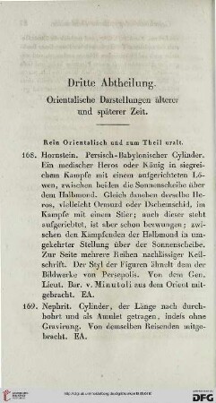 Dritte Abtheilung. Orientalische Darstellungen älterer und späterer Zeit