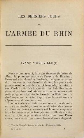 Guerre de 1870 - 1871, [3]. Les derniers jours de l'armée du Rhin, 19 ao"ut - 29 octobre : avec deux cartes des opérations militaires