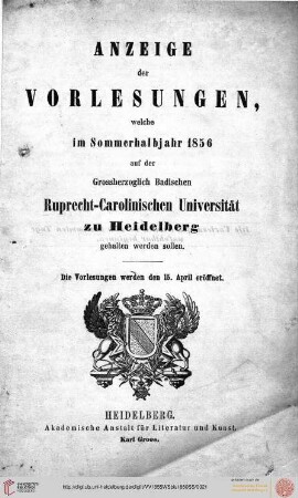 Sommersemester 1856