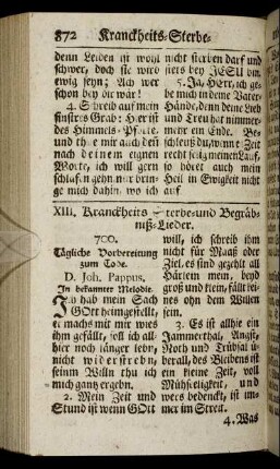 XIII. Kranckheits- Sterbe- und Begräbniß-Lieder.
