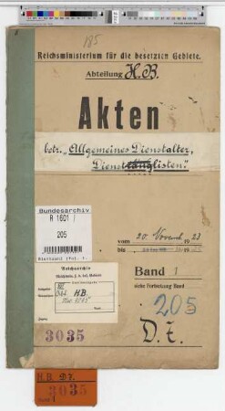 Allgemeines Dienstalter, Dienstranglisten