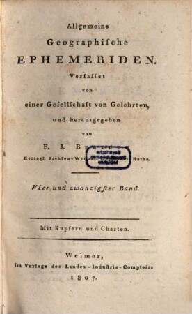 Allgemeine geographische Ephemeriden. 24. 1807